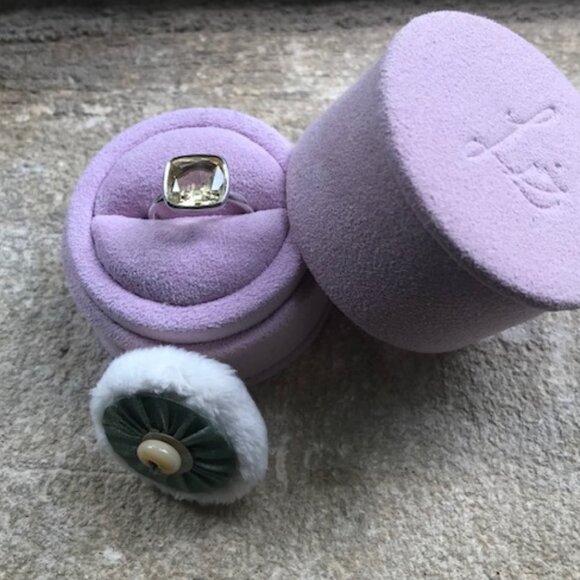 Lisa Eldridge The Meena Ring Cushion Cut Citrine in Solid Sterling Silver - Picture 1 of 5